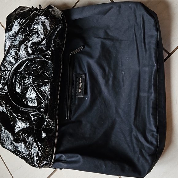 YSL Easy Y Logo Patent Leather Bag Black Silver - Picture 13 of 16